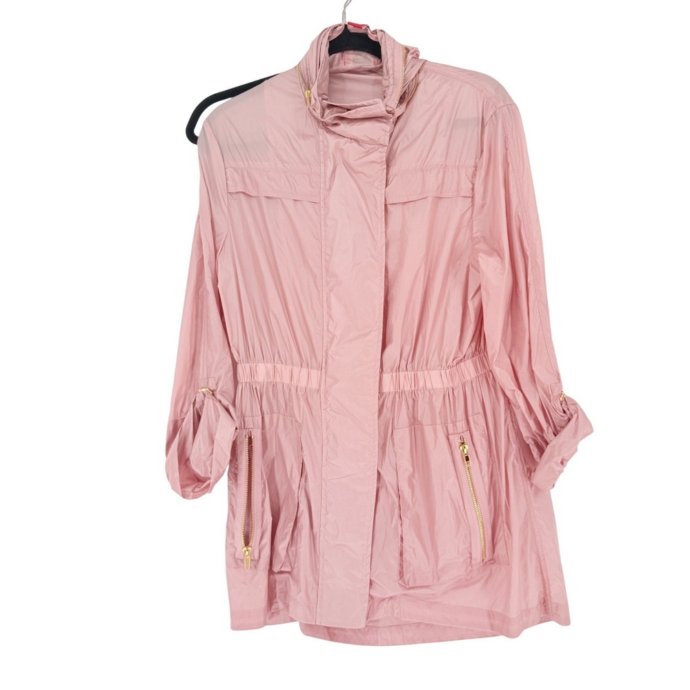 Ciao Milano 1969 Pastel Pink Tess Anorak Jacket Hooded‎ Windbreaker Small Gold